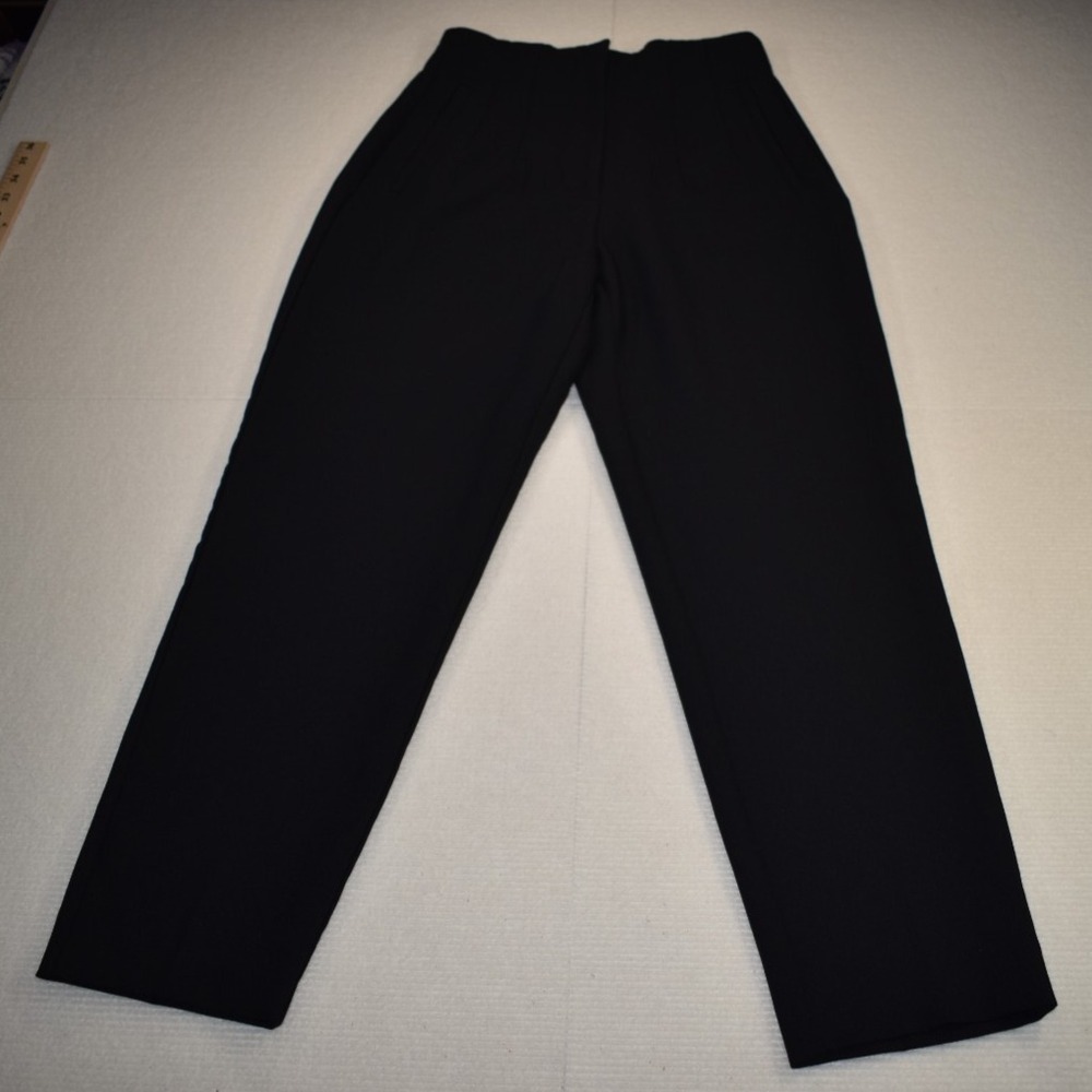 Zara Women's Size S High-Waisted Pleated Tapered Trousers Black EUC